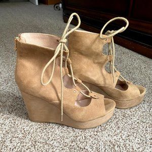 J/Slides "Three Wishes Lace-Up Wedge"